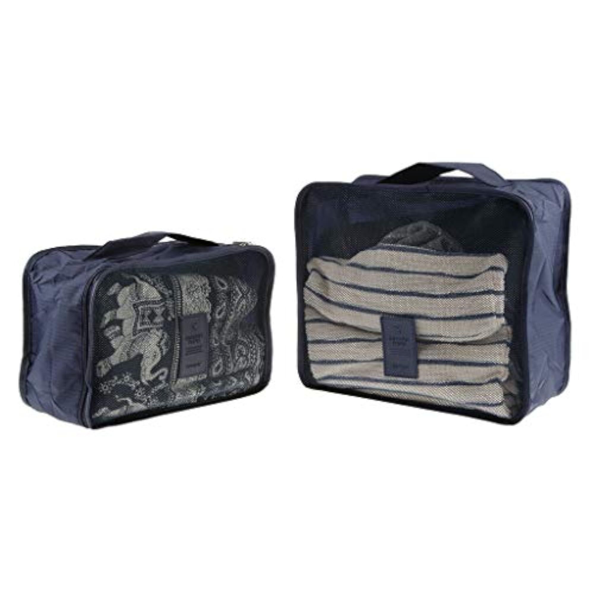 6Pcs Clothes Underwear Socks Packing Cube Storage, Dark Blue